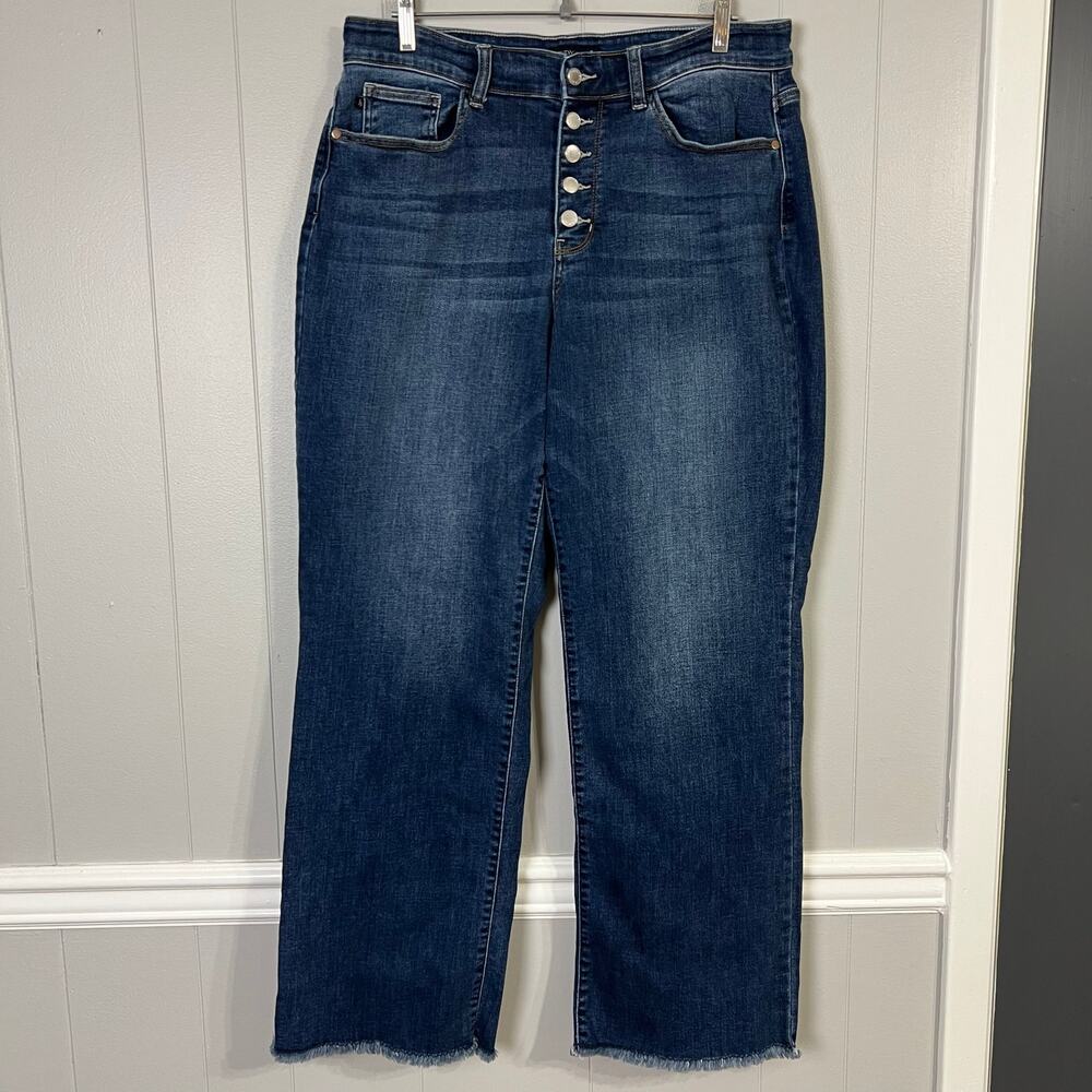Judy Blue Women's 18W Wide Leg High Rise Button Fly Raw Hem Jeans Plus Size